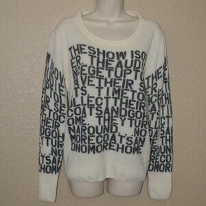 Sz S Printed Artworks Ivory Cream The Show is Over Graphics Cashmere Sweater